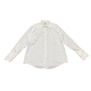 Vintage Men’s Calvin Klein White French Cuff Dress Shirt Slim Fit Y2K Cotton